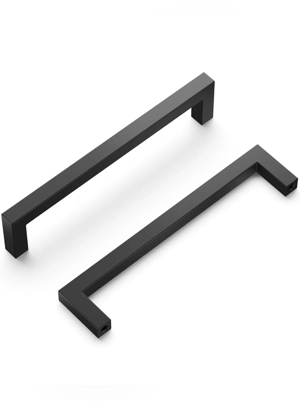 Matte Black Modern Square Bar Cabinet Pulls - Unbranded